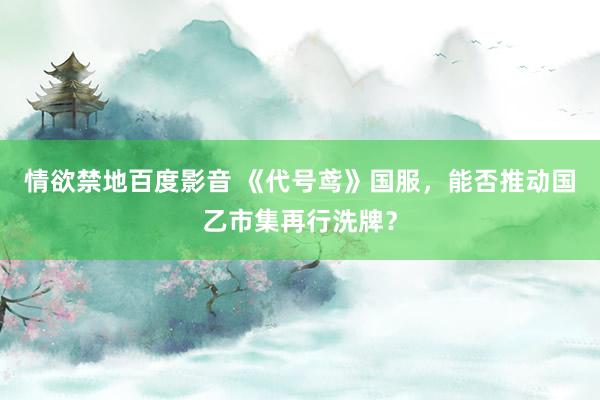 情欲禁地百度影音 《代号鸢》国服，能否推动国乙市集再行洗牌？