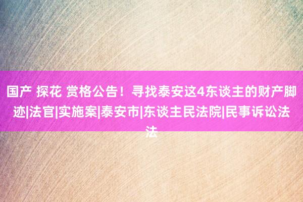 国产 探花 赏格公告！寻找泰安这4东谈主的财产脚迹|法官|实施案|泰安市|东谈主民法院|民事诉讼法